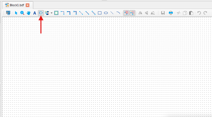 Quartus Block Diagram/Schematic editor with the symbol placement tool highlighted
